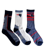 New England Patriots Socken 3 Packung Rundhals Länge NFL Fußball Für Men... - £38.43 GBP