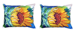 Pair of Betsy Drake Windy Sunflower No Cord Indoor Outdoor Pillows 16 X 20 - £63.30 GBP