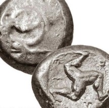 Greek HOPLITE Warrior/Triskeles 450BC Aspendos. Ancient Greek Silver Stater Coin - £335.09 GBP