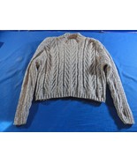 LIZWEAR WOMEN CABLE KNIT CROCHET WOMEN&#39;S LONG SLEEVE CROPPED SWEATER SMALL - $26.50 CAD