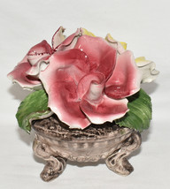 Vtg Napoleon Capodimonte Porcelain Flower Sculpture Floral Centerpiece Italy - £31.36 GBP