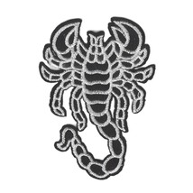 SCORPION IRON ON PATCH 3.5&quot; Black and White Biker Outlaw Rebel Embroider... - $3.50