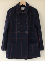 Old Navy Blue Red Plaid Double Breasted Wool Blend Pea Coat Peacoat XS 38&quot; - $564.31 MXN