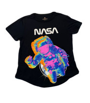 Hyper Space NASA Black Short Sleeve T-Shirt. Rounded hem. Size XXL - $7.85