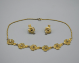 Poppy Earrings &amp; Necklace Matching Set Silver Utika Marking Gold Tone Fi... - $38.52