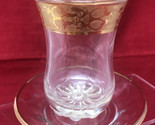 Pasabahce Turkey Gold Ornate Trim Etched Glass Tea  &amp; Saucer Set - $12.82