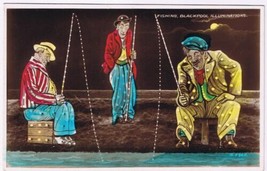 Postcard Blackpool Illuminations Men Fishing - $3.95