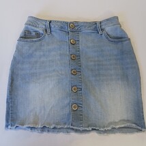 Maurices Jean Skirt Women’s 8 (28x16) Distressed Frayed Stretch Front Button image 13