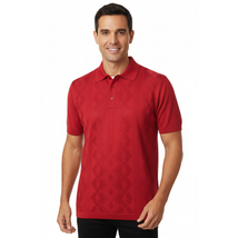 Mens Polo Shirt Slinky Sheer Short Sleeves Soft Touch by Stacy Adams 57007 Red image 2