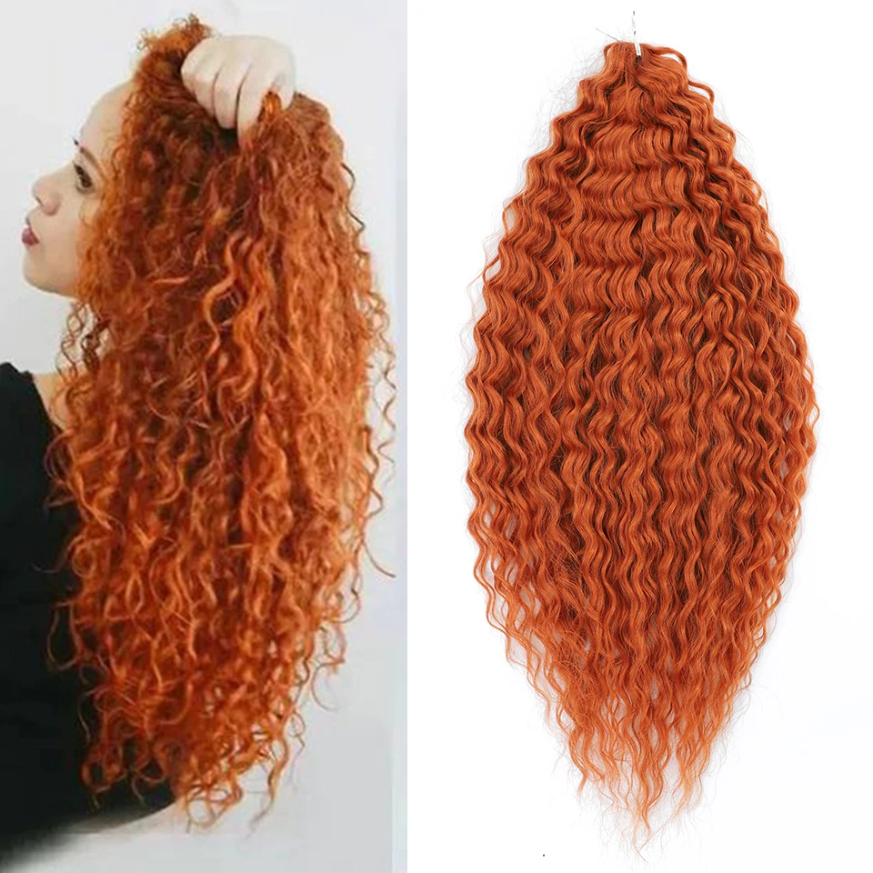 Orange Crochet Hair Afro African Curls Synthetic Braiding Hair Deep Curly - £35.87 GBP