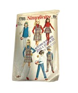 VINTAGE CUT Sewing Pattern Simplicity 7785 Girls Jumper Top Skirt Pants ... - £7.07 GBP