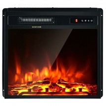 18 Inch 1500W Electric Fireplace Freestanding and Recessed Heater - Color: Black - £163.68 GBP