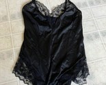 Sexy Vintage Fortune Medium Lace Satin Teddy Black Bodysuit Snap Crotch - $75.26