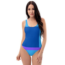 New Women&#39;s One-Piece Swimsuit Cheeky Fit Blue Scoop Neck Stretch Low Back - £20.20 GBP+