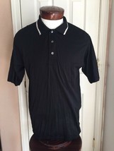 Greg Norman Black Short Sleeve Polo W/ White Striped Collar Men&#39;s M 100%... - £14.00 GBP