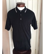 Greg Norman Black Short Sleeve Polo W/ White Striped Collar Men&#39;s M 100%... - £14.12 GBP
