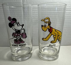 Walt Disney Productions Vintage Minnie Mouse & Pluto Drinking Glass Tumbler 8oz - $19.29 CAD