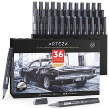 ARTEZA Alcohol Brush Markers Set of 36 EverBlend Grayscale Dual Tip Markers w... - £39.86 GBP