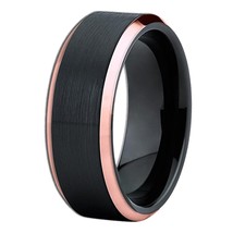 6mm/8mm Mens Women Brushed Tungsten Carbide Wedding Band Ring Black With Rose Go - £28.01 GBP