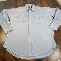 Flying R Ranchwear Pearl Snap Western Shirt Mens XL Embroidered Logo Blue - $24.74