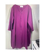 Stan Herman Plum Purple 3/4 Sleeve Half Zip Robe Size 14/16 Approx - $540.22 MXN
