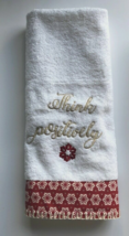 Hand Towel Avanti Think Positively Embroidered Embellished Red Trim 30x16&quot; - $17.24