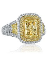 GIA Certified 2.65 Ct Very Light Yellow Radiant Cut Diamond Ring 18k Whi... - £4,736.66 GBP
