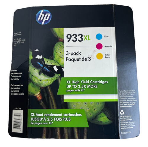 Primary image for HP 933XL 3 Pack Of  Tri-Color Original Ink Cartridge Exp 2019