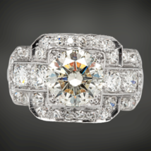2.30CT Simulé Diamant Art Déco Fiançailles Bague 14k Plaqué or Blanc Argent - £116.74 GBP