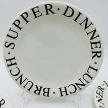 Quadrifoglio 10in Dinner Plates White Black Lettering Lunch Brunch Suppe... - £87.13 GBP