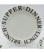 Quadrifoglio 10in Dinner Plates White Black Lettering Lunch Brunch Suppe... - £87.31 GBP