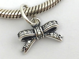 Authentic PANDORA  Sparkling Bow Pendant Charm, Sterling Silver 390357CZ New - £26.73 GBP