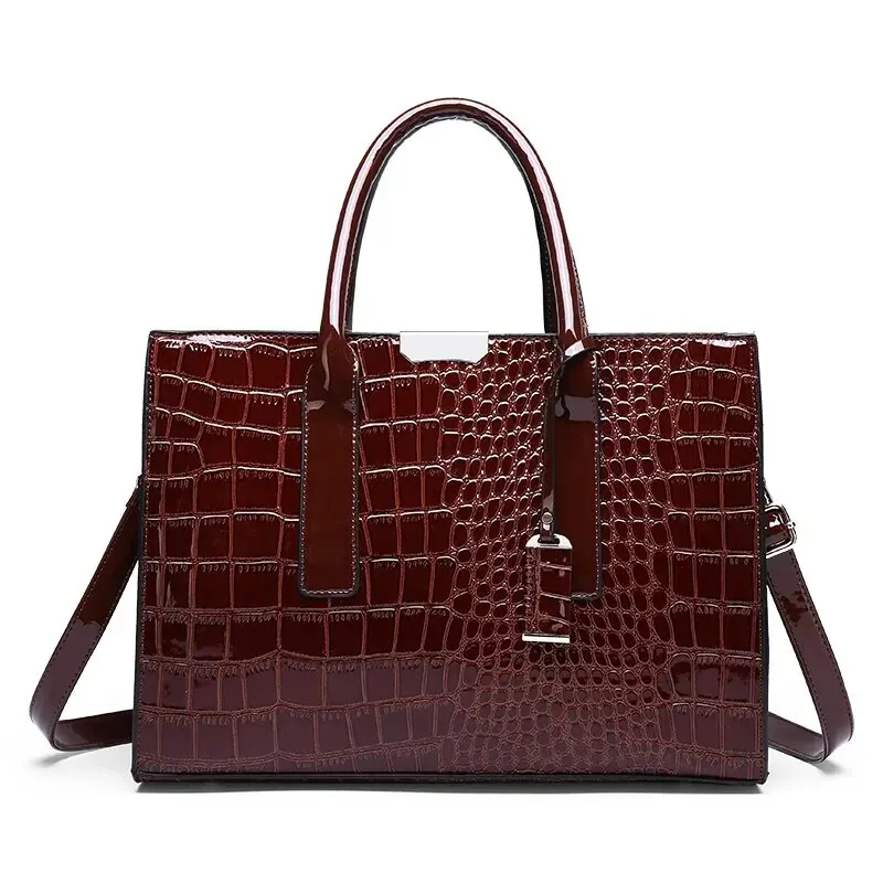 Crocodile Print Women Handbags Purse Tote Bags Adjustable Strap Top Hand... - $73.88