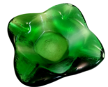 Vtg MCM Heavy Emerald Green Textured Glass 4 Cigar Ashtray Bowl - £27.41 GBP