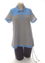 Adidas Golf Quick Dry Gray &amp; Blue Short Sleeve Polo Shirt Women&#39;s Medium... - $51.97