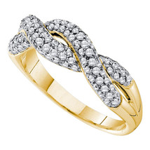 14k Yellow Gold Womens Round Diamond Woven Twist Crossover Band Ring 1/2 Cttw - £607.51 GBP