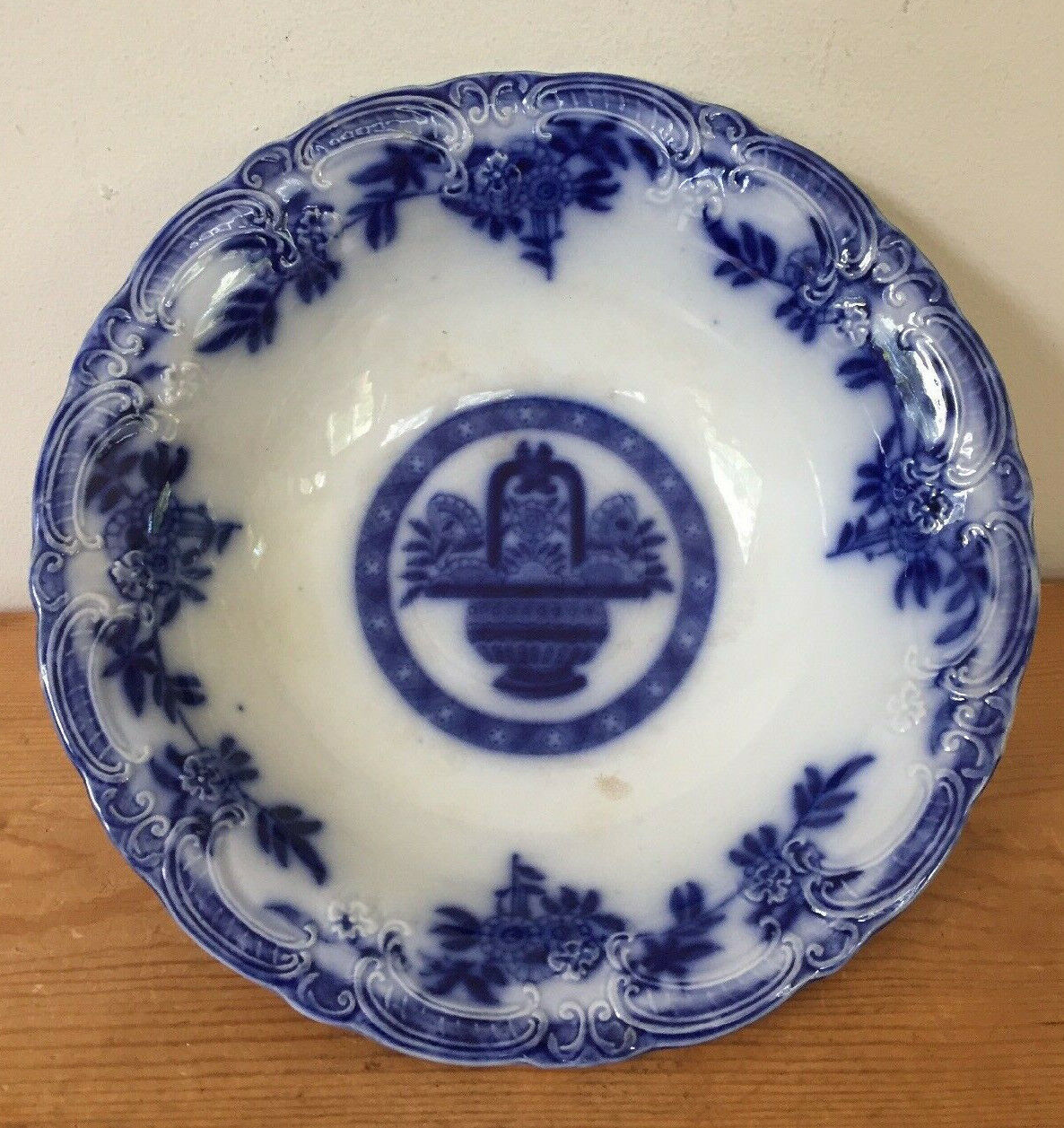 Primary image for Vintage Antique Minton Delft Flow Blue Ironstone Fruit Dish Serving Bowl 10.5"