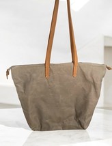 Hearth And Hand Magnolia Waxed Cotton Beach Tote Bag Leather Strap Lined... - $19.60
