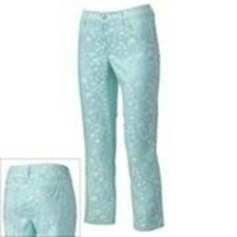 Womens Pants Crop JLO Jennifer Lopez Blue Jacquard Slim $50 NEW-sz 0 - £15.77 GBP