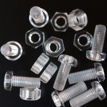 Clear Acrylic Plastic Nuts &amp; Bolts M8 x 20mm (pack of 10) - Screws - £9.97 GBP