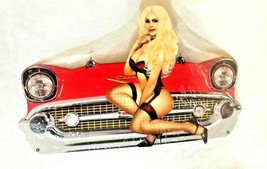 25&quot; HUGE 1950s Chevy car Bel Air Grill Front End + pinup sexy gal USA ST... - £77.37 GBP