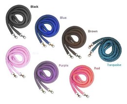Horse Reins 8 FT Soft Round Braided Poly Trail Rugged Ride Trigger Snaps... - $24.00
