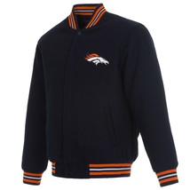 NFL Denver Broncos  JH Design Wool Reversible Jacket Navy  2 Front Logos  - £111.88 GBP