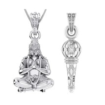 Sterling Silver (92.5% purity) combo pack of God Hanumanand &amp; Gada Pendants - £31.64 GBP