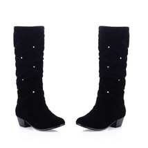 New Women Low Heel Mid-calf Winter Boots Fashion Rhinestone Round Toe Snow Boots - £44.78 GBP