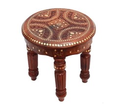 Coffee table side Corner Table Brass Carving antique round Furniture 12 inches - £96.97 GBP