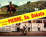 Dual View Banner Greetings Rodeo Pierre South Dakota SD UNP Chrome Postc... - $8.87