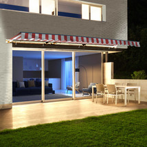 Aleko Motorized LED 16 x 10 ft. Half Cassette Retractable Awning, Red &amp; ... - $26,847.52 MXN
