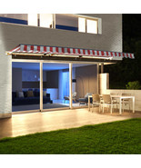 Aleko Motorized LED 16 x 10 ft. Half Cassette Retractable Awning, Red &amp; ... - $26,847.52 MXN