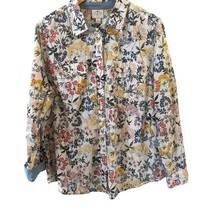 St Johns Bay Womens Blouse XXL All Over Floral Print Button Down Tropica... - $19.99